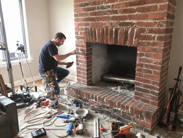 Lakeville Chimney Sweep specialist finalizing chimney liner service in Lakeville, MA