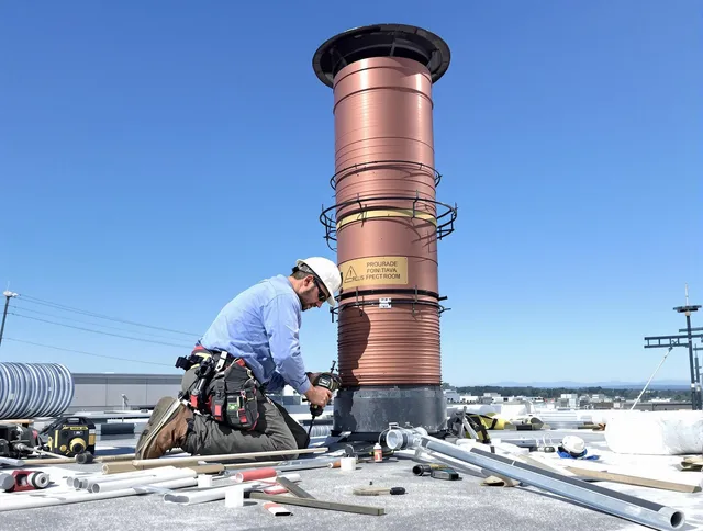 Installed chimney liner by Lakeville Chimney Sweep in Lakeville, MA