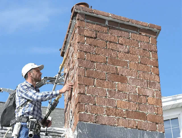 Brickwork for a chimney rebuild by Lakeville Chimney Sweep in Lakeville, MA