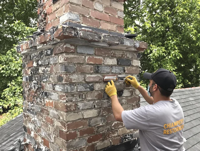In-progress chimney restoration by Lakeville Chimney Sweep in Lakeville, MA