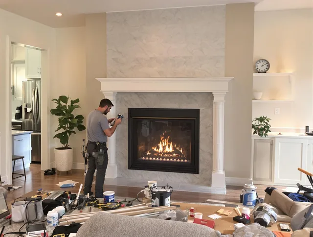 Newly installed fireplace by Lakeville Chimney Sweep in Lakeville, MA
